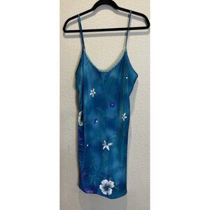 Vintage Expressions Large Intimates Blue Floral Slip Dress Nightgown Fairy Lace